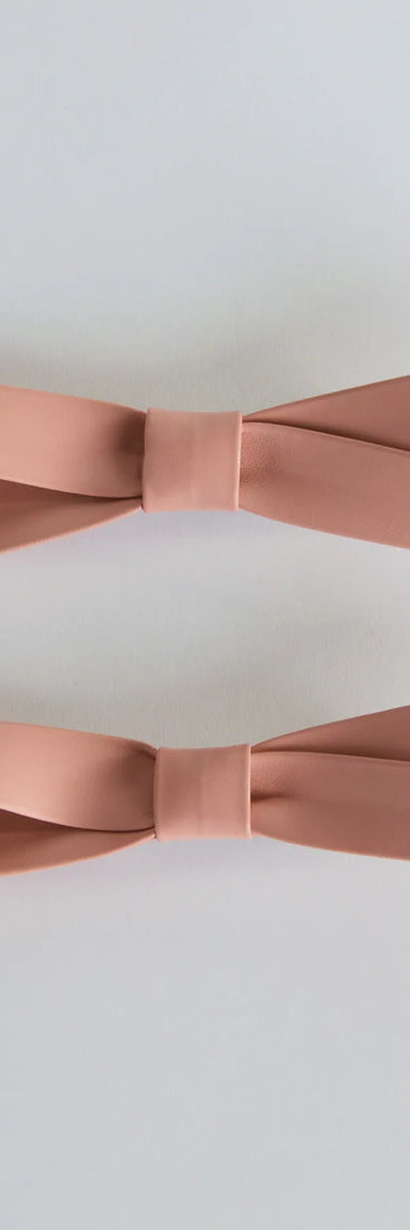 Charmed Finish Faux Leather Bow Hair Clip Set