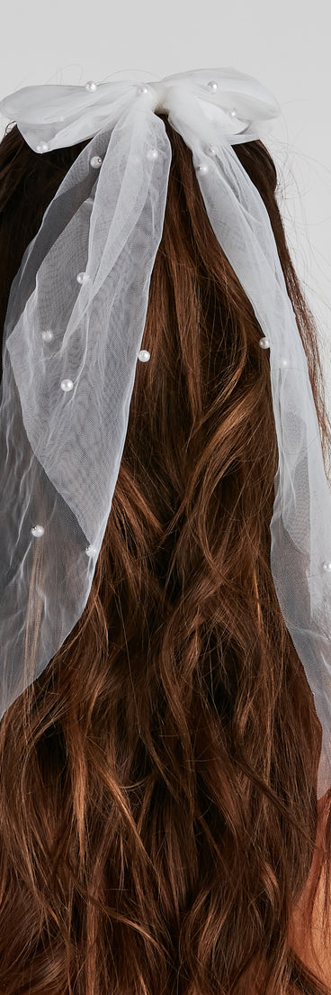 Charming Touch Faux Pearl Tulle Bow Hair Clip