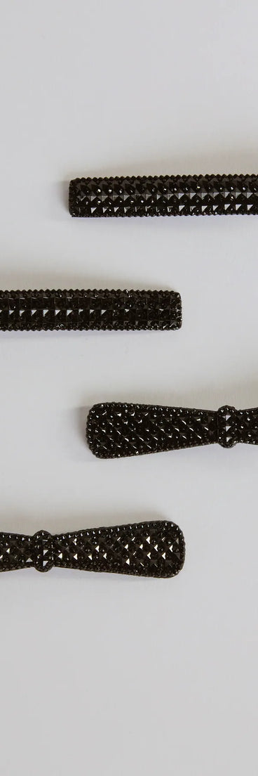 Chic Glam Rhinestone Studded Hair Barrette Set