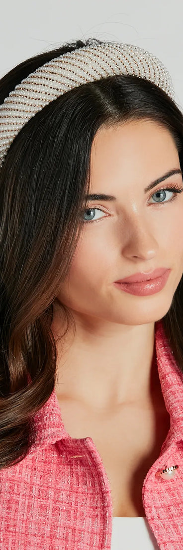 Posh Vibes Rhinestone And Pearl Headband