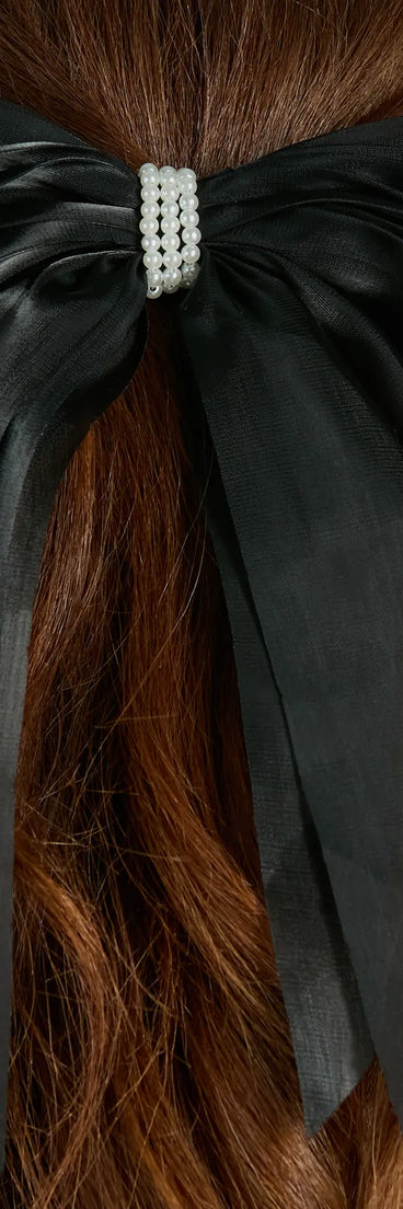 Sweet Look Faux Pearl Hair Bow Barrette