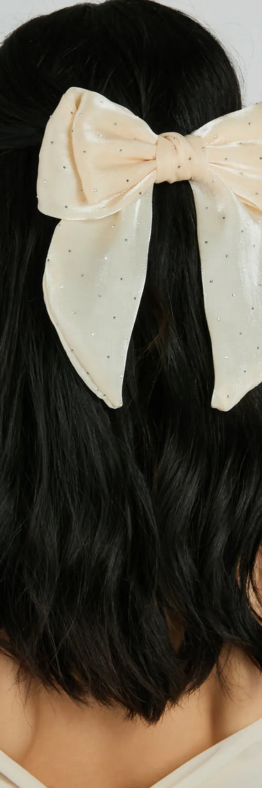 Sweet Pop Rhinestone Hair Bow Barrette