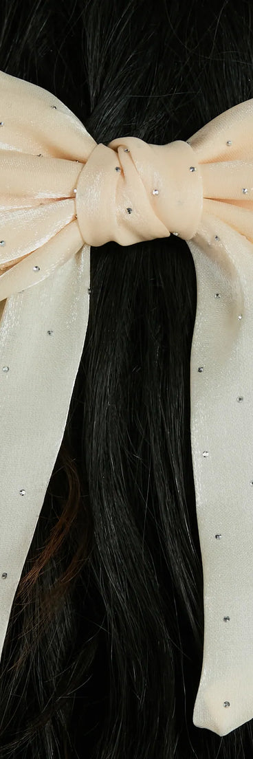 Sweet Pop Rhinestone Hair Bow Barrette