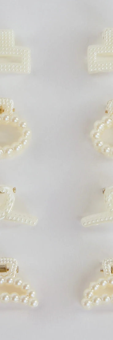 So Fine Faux Pearl Eight Piece Mini Hair Clip Set