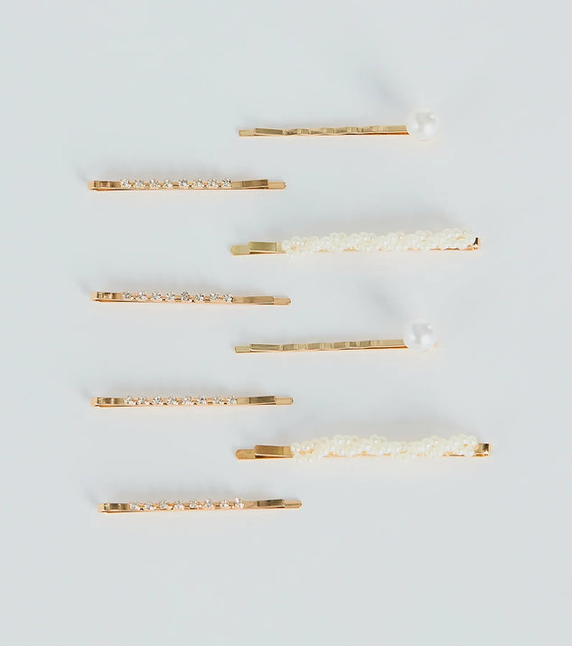 
Upgrade your style game for 2025 with the Dainty Luxe Pearl And Rhinestone Hair Pin Set in gold, perfect for any fashion-forward wardrobe.
