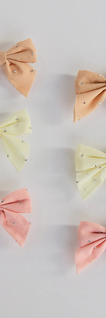 Perfectly Forever Six Pack Rhinestone Bow Barrettes