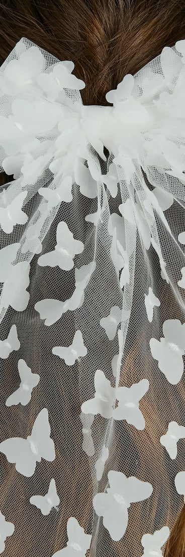 Darling Whimsical Butterfly Tulle Bow Barrette