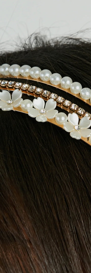 Meant To Be Pearl And Rhinestone Headband Set