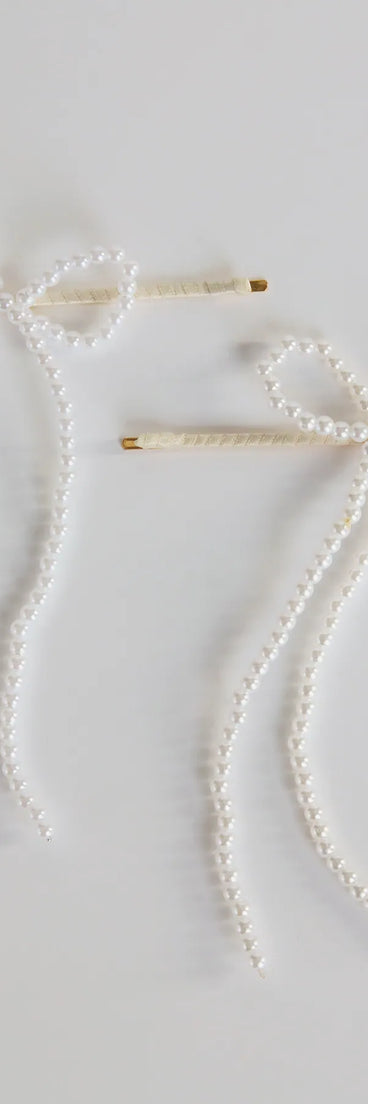 Captivating In Two Pack Faux Pearl Hair Bow Bobby Pins