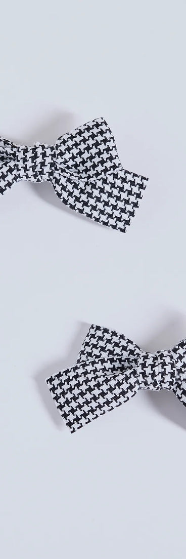 Elevated Attire Houndstooth Hair Bow Clip Set