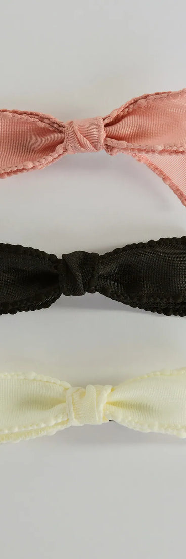 Chic And Feminine Three-Pack Hair Bow Set