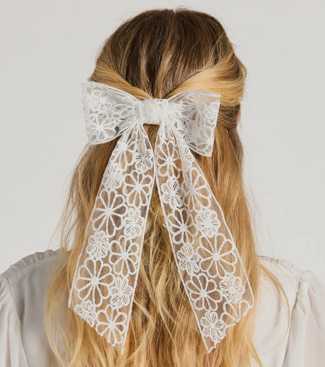Sweet And Perfect Floral Lace Bow Hair Barrette | Windsor