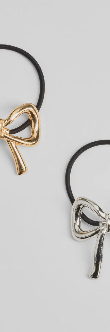 Sleek Charm Two-Pack Hair Bow Elastic Set