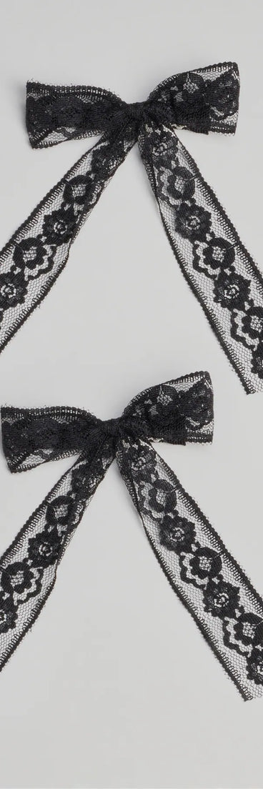 
Upgrade your style game for 2025 with the Coveted Charm Floral Lace Hair Bow Clip Set in black, perfect for any fashion-forward wardrobe.