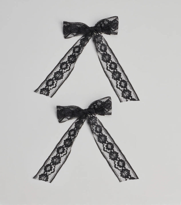 
Upgrade your style game for 2025 with the Coveted Charm Floral Lace Hair Bow Clip Set in black, perfect for any fashion-forward wardrobe.