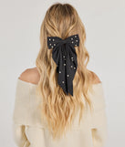 Upgrade your style game for 2025 with the Ravishing And Chic Faux Pearl Hair Bow Barrette in black, perfect for any fashion-forward wardrobe.