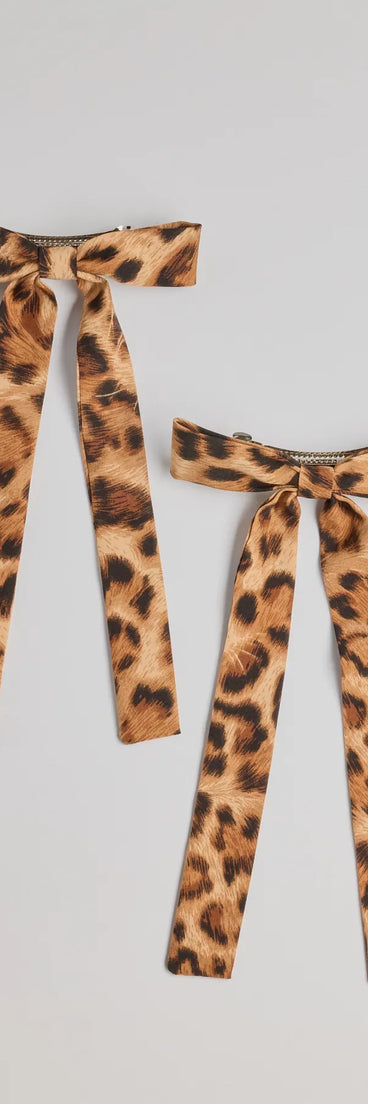 Wild Glam Cheetah Print Bow Twin-Pack, a trendy multi-color addition to women's going-out outfits, is ideal for Christmas party outfits, chic NYE attire, or winter night-out looks that keep you on-trend!