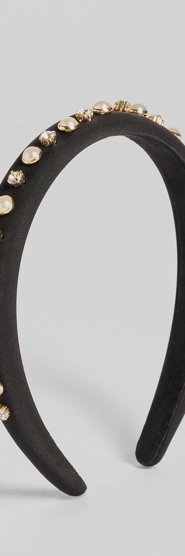 Charming Luxe Rhinestone And Faux Pearl Headband