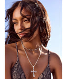 The Edgy Trend Cross Hair Charm Set in silver brings edge and energy to your vibe, ready to elevate any festival look or concert outfit.