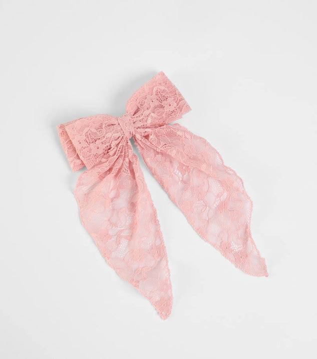 The So Cutesy Long Lace Hair Bow in pink brings sleek style to any graduation outfit, from cap and gown to after-party.