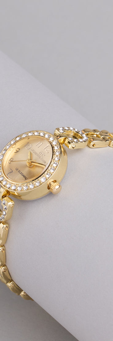 Always Glowing Rhinestone Trim Watch