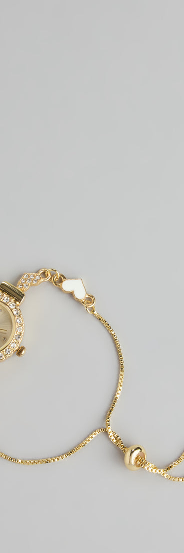 Style your vibe in seconds with the Sweet Timing Heart Charm Watch, a fashion accessories essential that completes any outfit with ease.