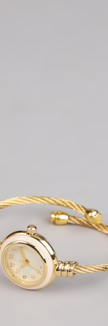 Style your vibe in seconds with the Golden Hour Cuff Watch, a fashion accessories essential that completes any outfit with ease.