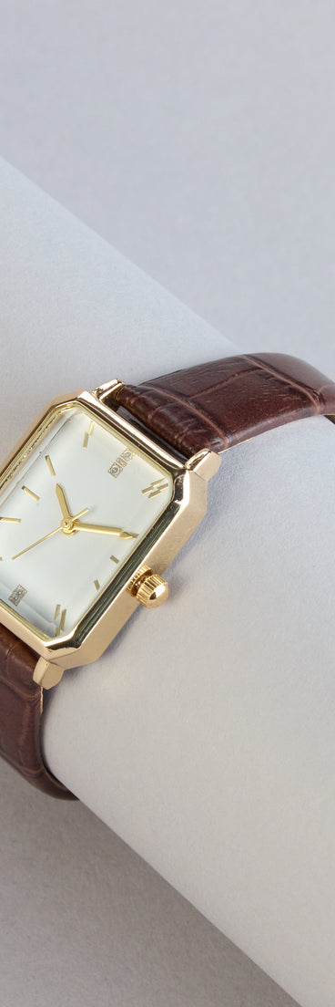 Sharp Hour Faux Leather Watch