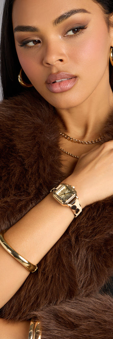 Style your vibe in seconds with the Chasing Time Leopard Watch in leopard print, a fashion accessories essential that completes any outfit with ease.