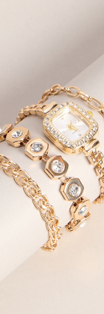 Stacked Sparkle Watch Bracelet Set