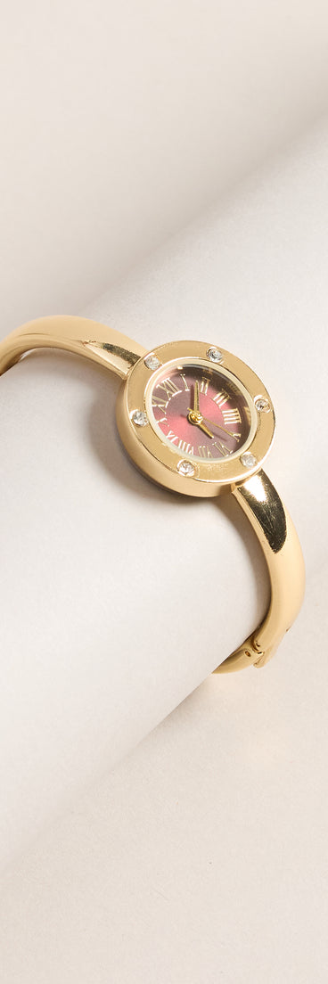 Clocked In Rhinestone Bangle Watch