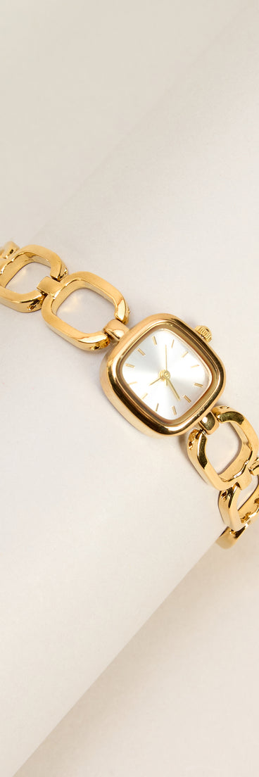 Polished Timing Chain Link Bracelet Watch