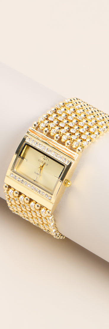 Time To Sparkle Rhinestone Metal Mesh Watch