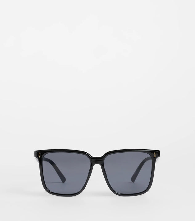 The Spill The Tea Oversized Square Sunglasses in black brings edge and energy to your vibe, ready to elevate any festival look or concert outfit.