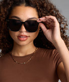 The Spill The Tea Oversized Square Sunglasses in black brings edge and energy to your vibe, ready to elevate any festival look or concert outfit.