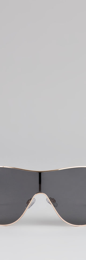 Wave Frame Oversized Shield Sunglasses