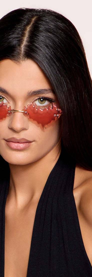 Hotter Than Plans Flame Rimless Sunglasses