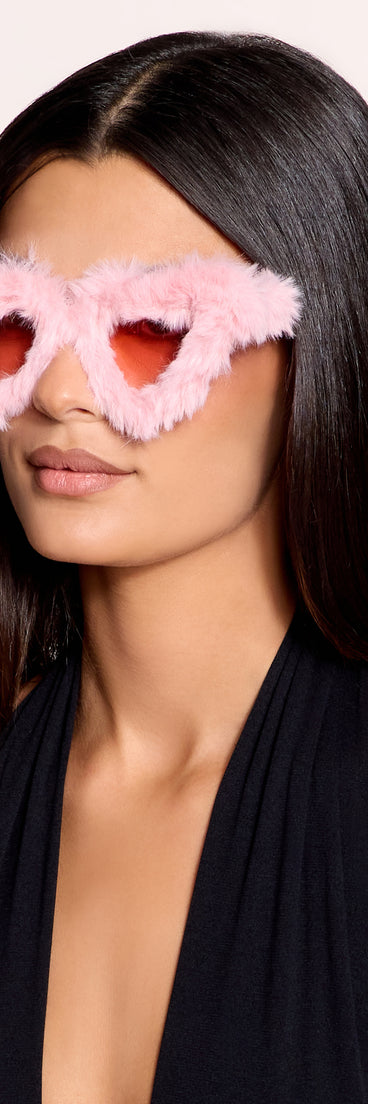 Love at First Look Faux Fur Heart Sunglasses