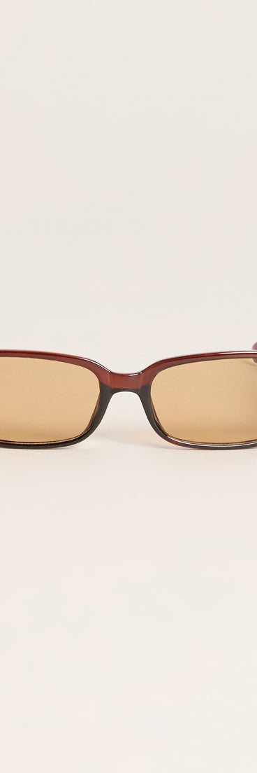 Seen And Unbothered Wraparound Rectangle Sunglasses