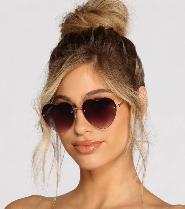 Heart Eyez Rimless Sunglasses