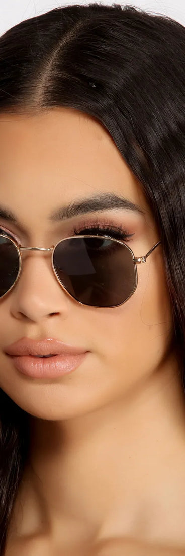 Back At It Hexagon Round Sunglasses