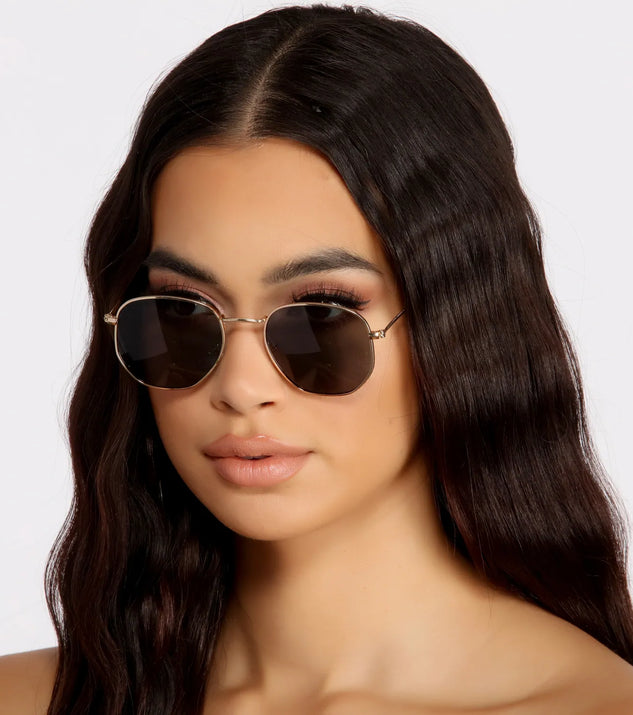 Back At It Hexagon Round Sunglasses