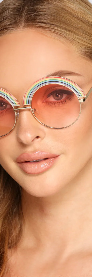 Iconic Diva Round Rainbow Sunglasses