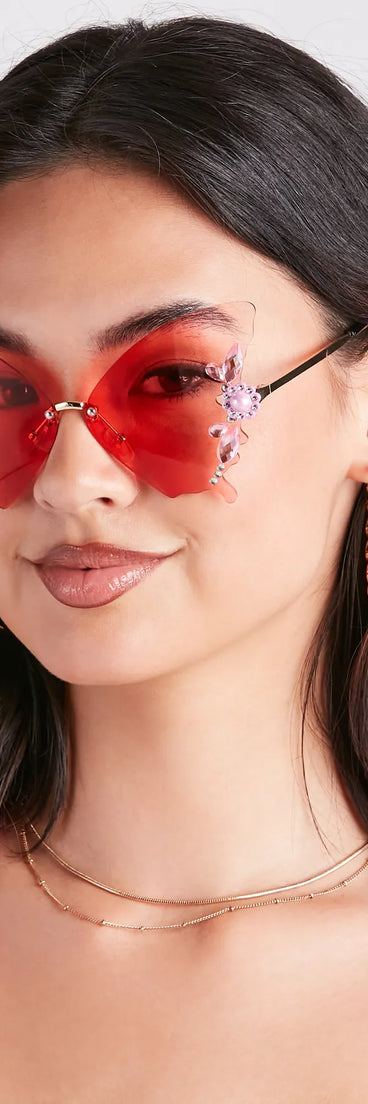Butterfly Babe Rhinestone Statement Sunglasses