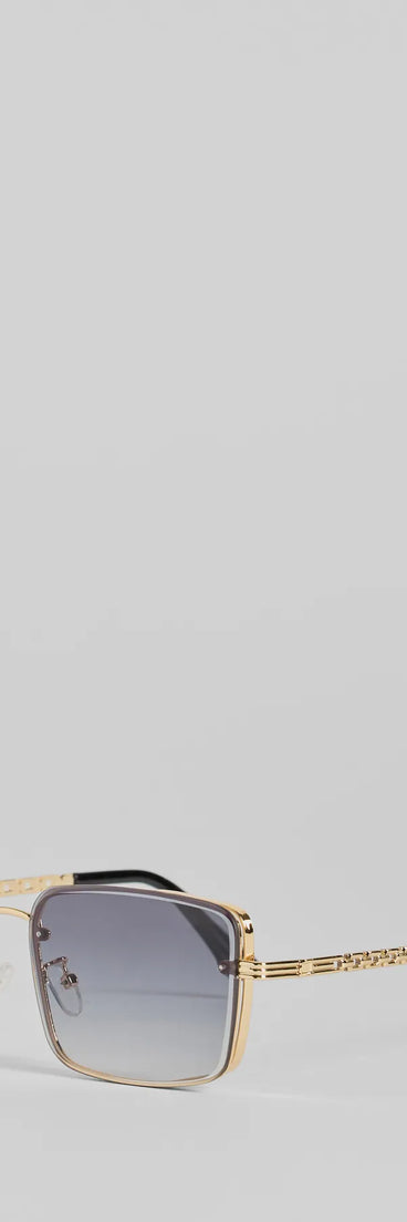 Living Sleek Square Chain Trim Sunglasses