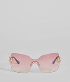 Stole Your Heart Charms Shield Sunglasses, a trendy pink addition to women's going-out outfits, is ideal for Christmas party outfits, chic NYE attire, or winter night-out looks that keep you on-trend!