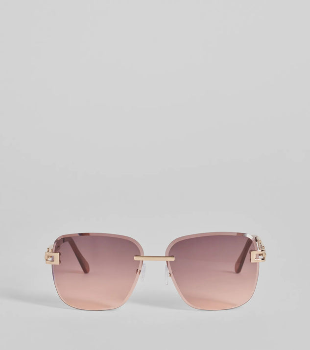 Cutest Vision Chain Link Trim Sunglasses, a trendy rose gold addition to women's going-out outfits, is ideal for Christmas party outfits, chic NYE attire, or winter night-out looks that keep you on-trend!