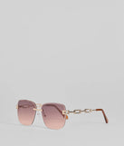 Cutest Vision Chain Link Trim Sunglasses, a trendy rose gold addition to women's going-out outfits, is ideal for Christmas party outfits, chic NYE attire, or winter night-out looks that keep you on-trend!