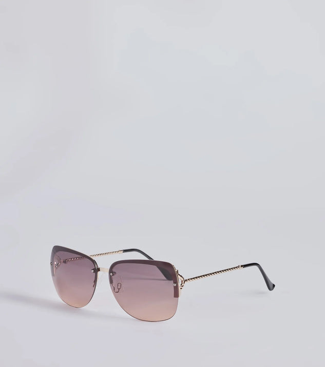 Level Up Rimless Rectangle Sunglasses, a trendy brown addition to women's going-out outfits, is ideal for Christmas party outfits, chic NYE attire, or winter night-out looks that keep you on-trend!