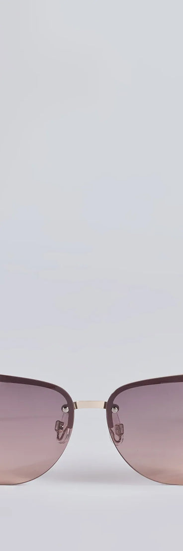 Level Up Rimless Rectangle Sunglasses, a trendy brown addition to women's going-out outfits, is ideal for Christmas party outfits, chic NYE attire, or winter night-out looks that keep you on-trend!